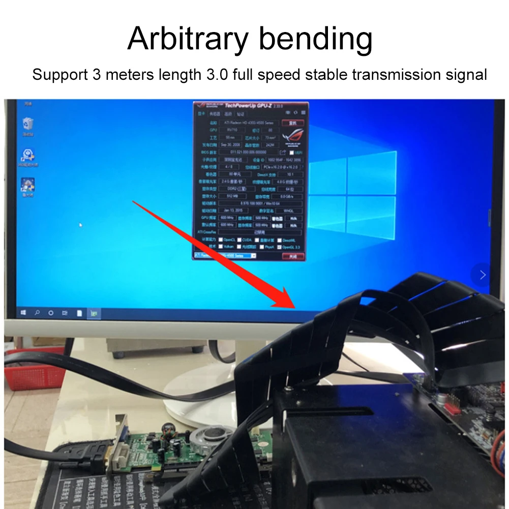 Графическая видеокарта VGA PCI-E 3 0 X16 с проводом 20 см для чехла ПК ATX настольный