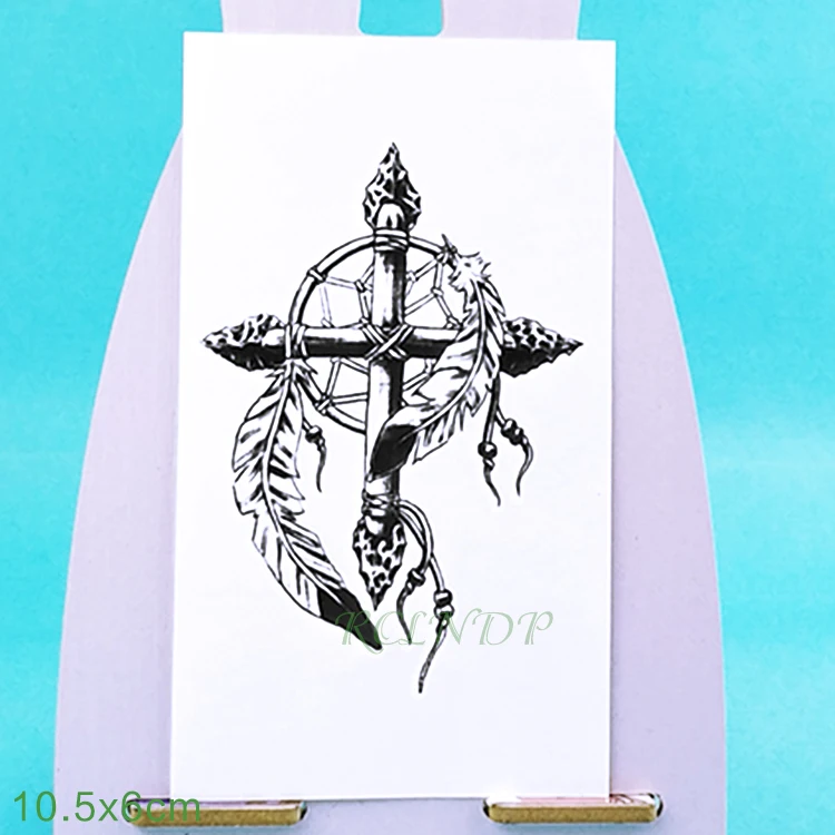 Водонепроницаемая Временная тату-наклейка Ловец снов поддельные тату крест