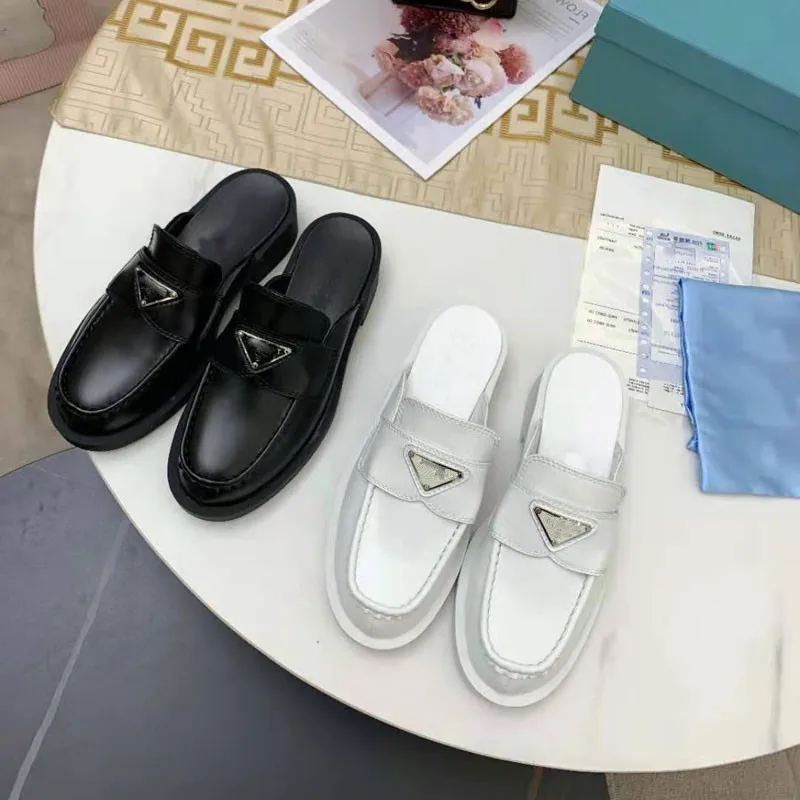 

Summer Hot Brand Fashion Women Flat Slippers High Quality Real Leather Round Toe Femael Casual Shoes British Wind Mujer Shoes