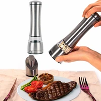set of 2 stainless steel salt and pepper grinder mill shakers with adjustable manual ceramic rotor kitchen accessories