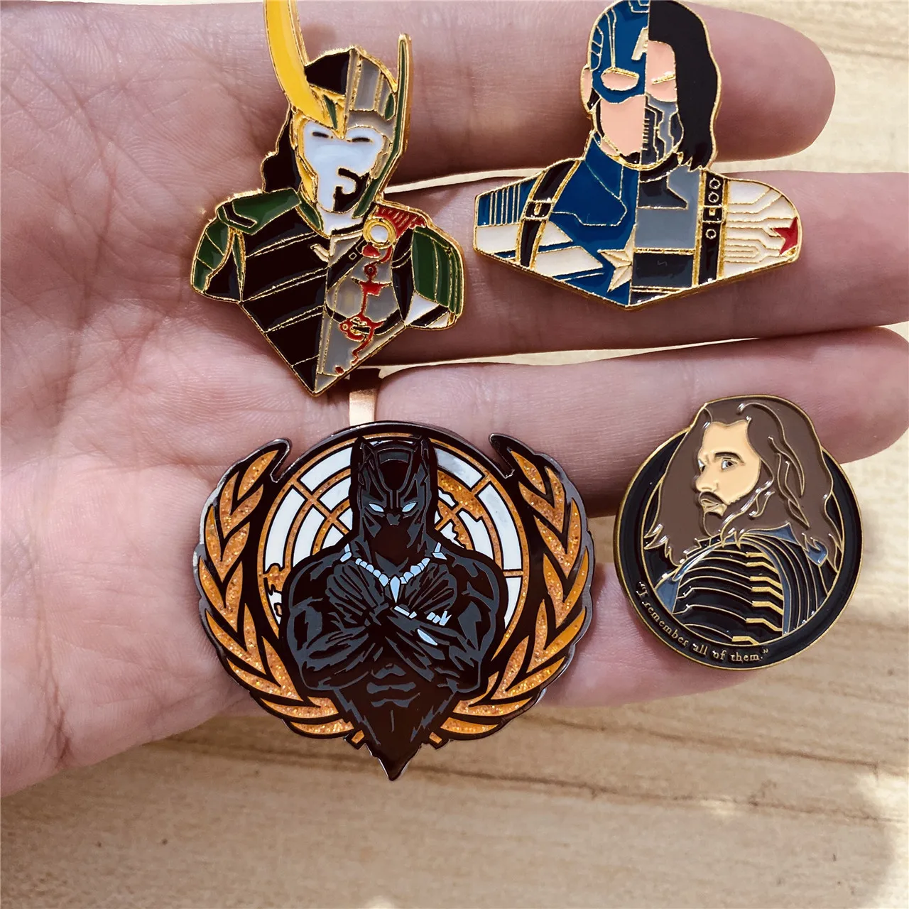 

Disney Brooch Marvel Enamel Pin Avengers Captain America Winter Soldier Thor Black Panther Metal Badge Fashion Costume Jewelry