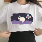 Новинка 2019, женская футболка с милым принтом животных, модная футболка с коротким рукавом, белая тонкая хипстерская футболка, женские топы, одежда