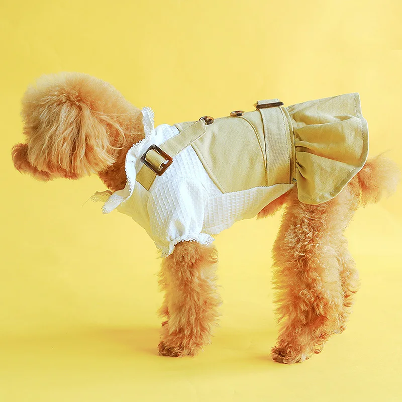 Одежда для щенков плюшевый шнаузер собака маленькая весна лето хаки крутое