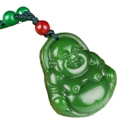 chinese handmade jasper spinach green buddha statue jade hanging pendant necklace