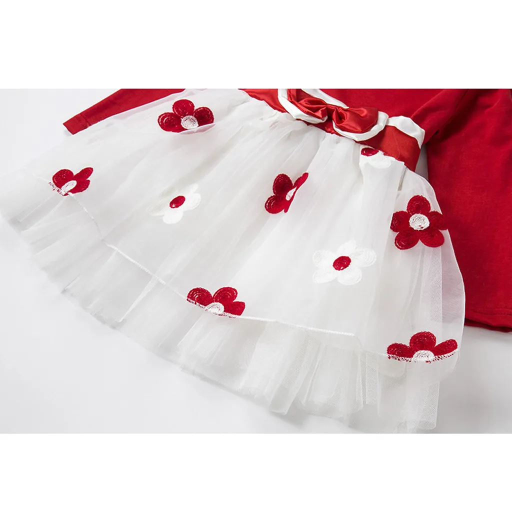 Цветочные весенние платья для малышей детей девочек с длинным рукавом тюлевые