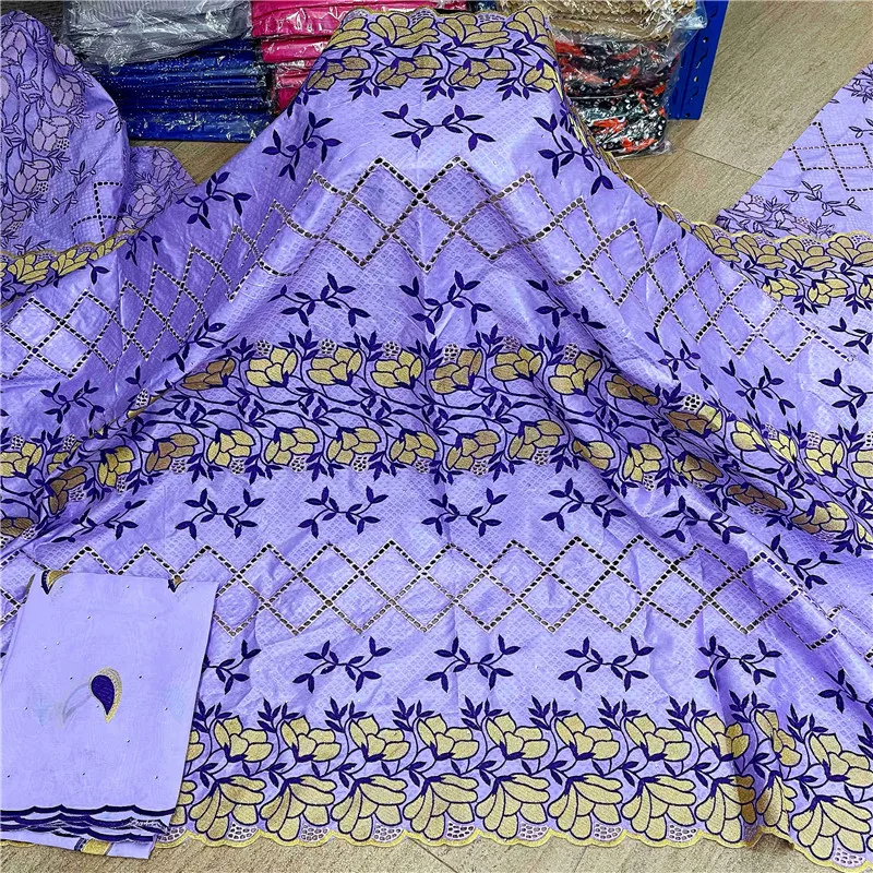 

5 + 2 ярда африканская базиновая богатая ткань с шарфом новейшая мода вышивка кружевная ткань с бусинами HL092403