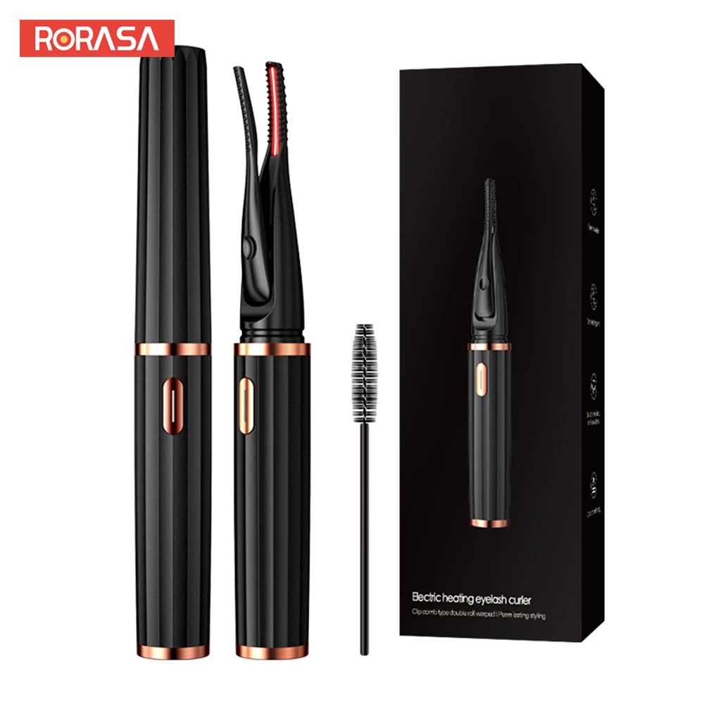 

RORASA Electric Heated Eyelash Curler USB Charge Makeup Curling Kit Long Lasting Natural Eye Lash Lifting Accessory Beauty Tools