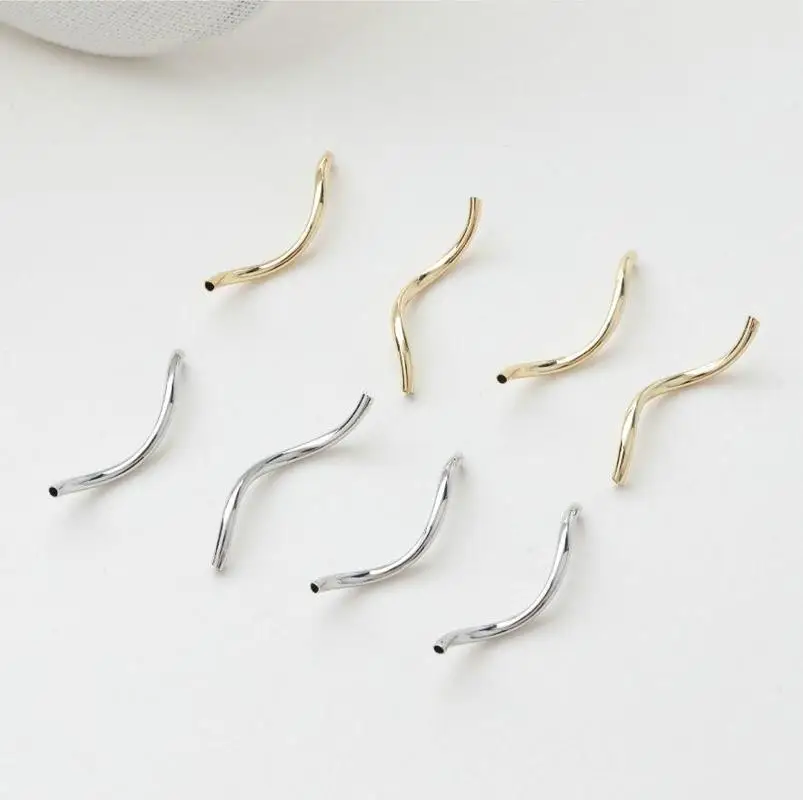 

Изогнутая медная трубка с золотым покрытием 14 к, сделай сам, Бисероплетение ручной работы, браслет, ожерелье, серьги-гвоздики, материалы, акс...