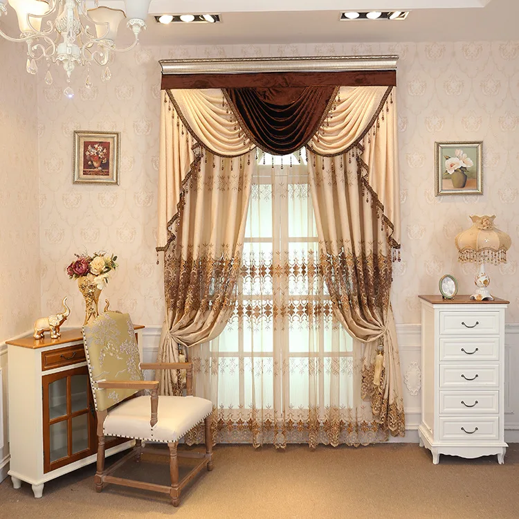 Американский стиль шторы для гостиной от пола до потолка водорастворимые