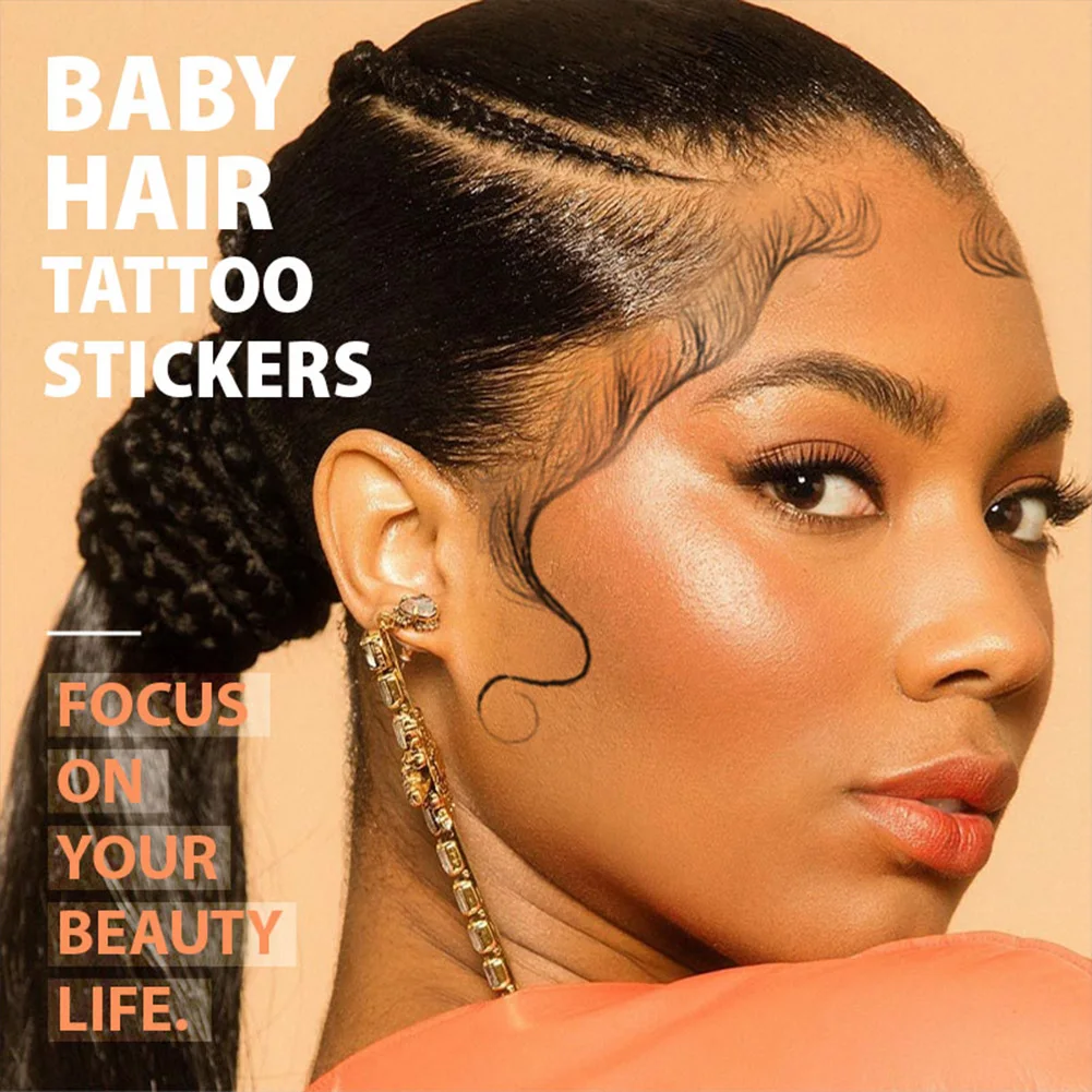 

Women's DIY Bangs Stickers 10 Styles Baby Hair Edge Tattoo Sticker Waterproof and Sweatproof Hairline Sticker for Women