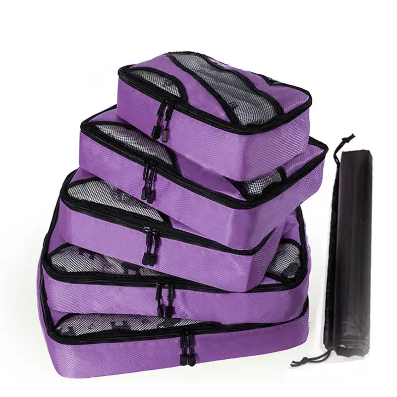 TILT PURPLE 5 Set Дорожные сумки куб для упаковки багажа нейлон/женщины/большие/дамы/большие/водонепроницаемые/сумка-Органайзер для путешествий/Женщины/наборы упаковка объемный Органайзер - Цвет: TILT PURPLE 5 Set