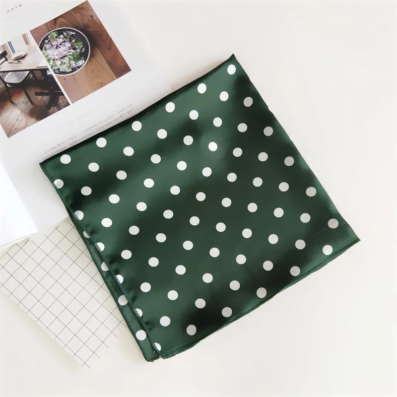 50cm dot green Женский модный шарф квадратный 50 см маленькие шарфы шейный платок роскошный имитация шелка красивый леопардовый дизайн воротник шарфы - Цвет: 50cm dot green
