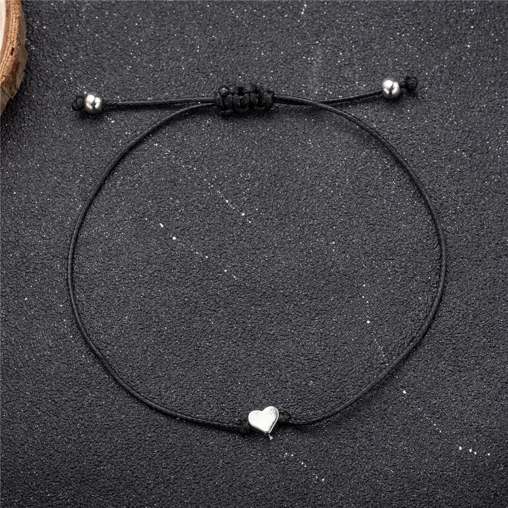 Браслет ручной работы с подвесками в виде сердца 6 цветов|Плетеные браслеты| |