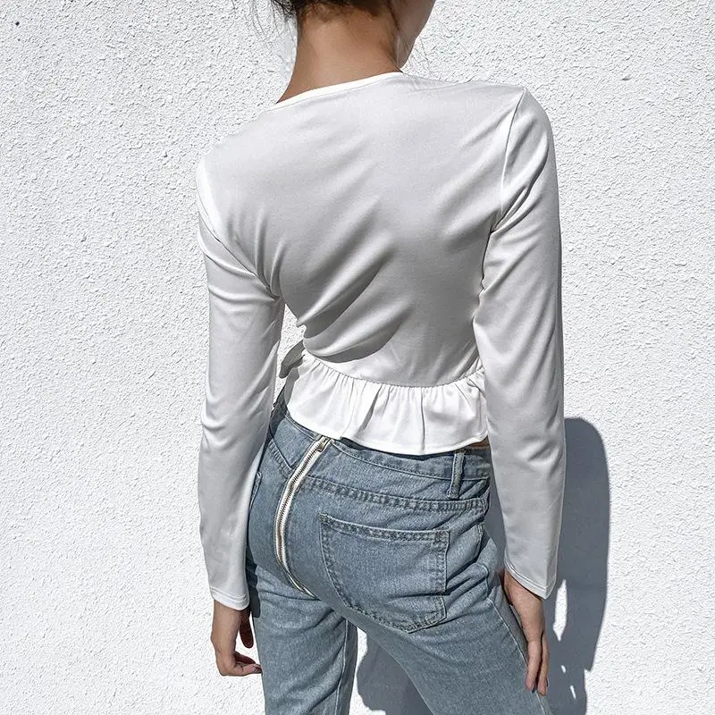 Шикарные сексуальные женские топы и блузки с v-образным вырезом на шнуровке