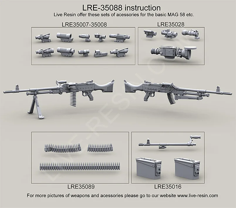 Живая Смола LRE 35088 1/35 MAG 58 GSMG L7A2 GPMG C6 и т. д.|Наборы для сборки моделей| |