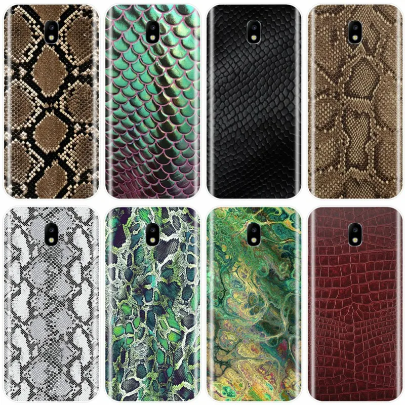 Очаровательный цветной чехол для телефона с рисунком змеиной кожи Samsung J3 J4 J5 J6 J7 J8