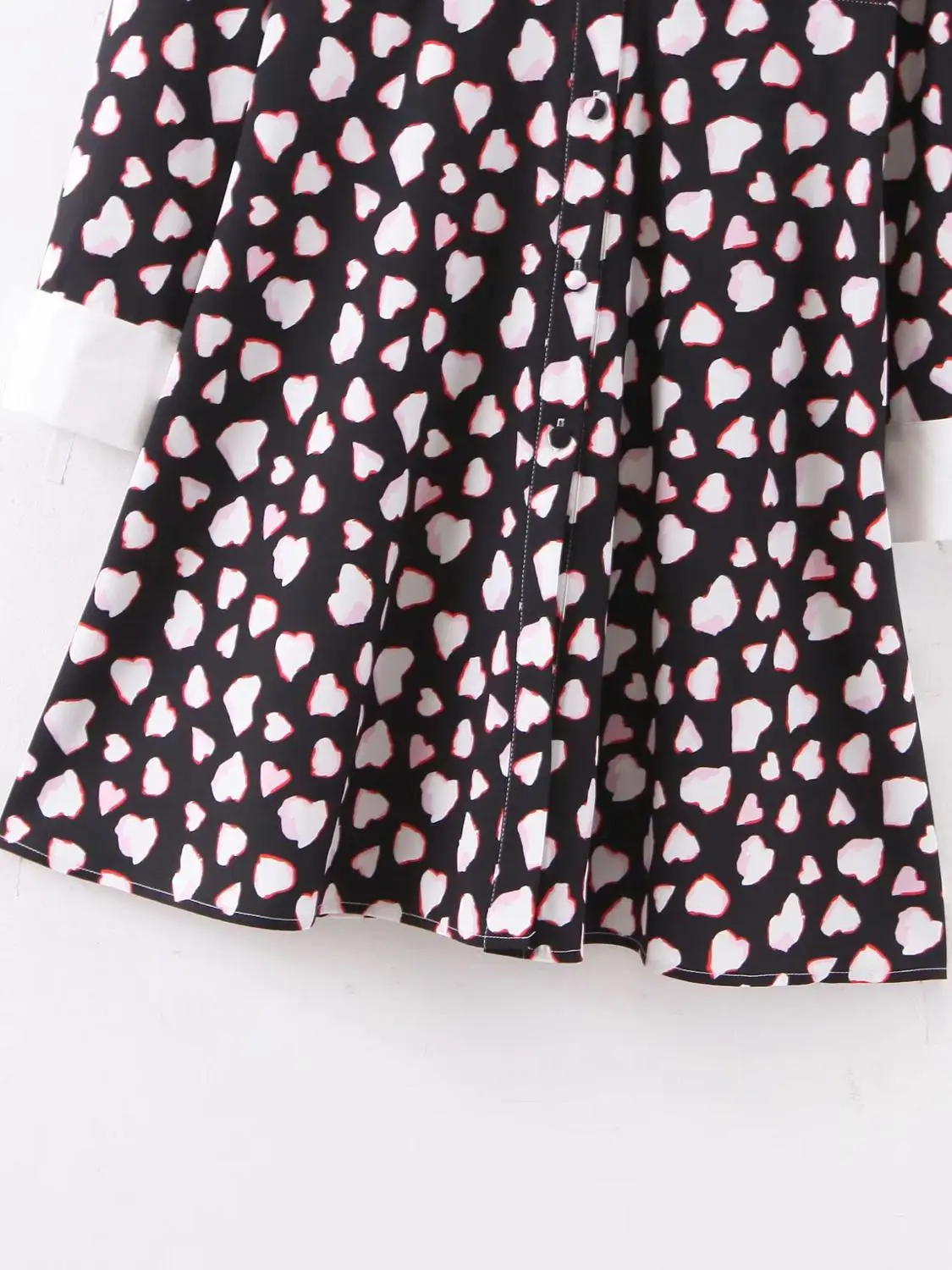 Новинка 2020 женское повседневное тонкое платье с длинным рукавом и принтом сердец