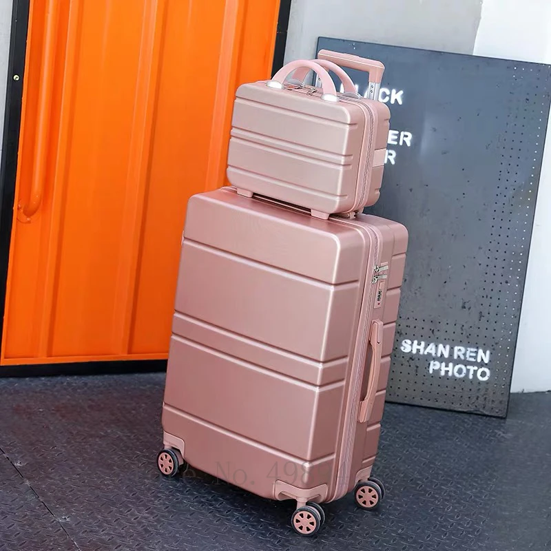 Women Travel Suitcase Fashion Trolley Case Set Carry On Cabin Aluminum Frame Cosmetic Bag Luggage Rolling Wheels 20 28 Inch