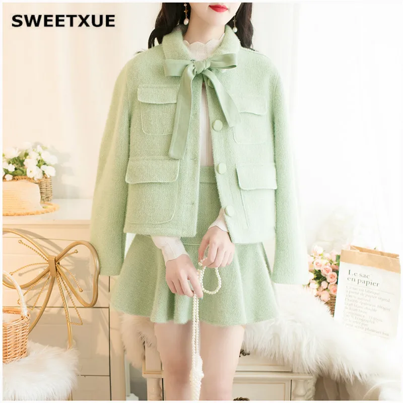 SWEETXUE настоящая фотография консервативный стиль милый комплект из двух предметов