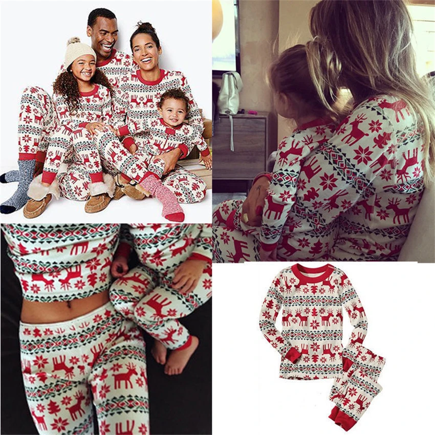 

2020 Family Matching Clothes Pajama Set Mommy and Daughter Sleepwear Women Cotton Pajamas Christmas Father Son Baby Newborn Sets