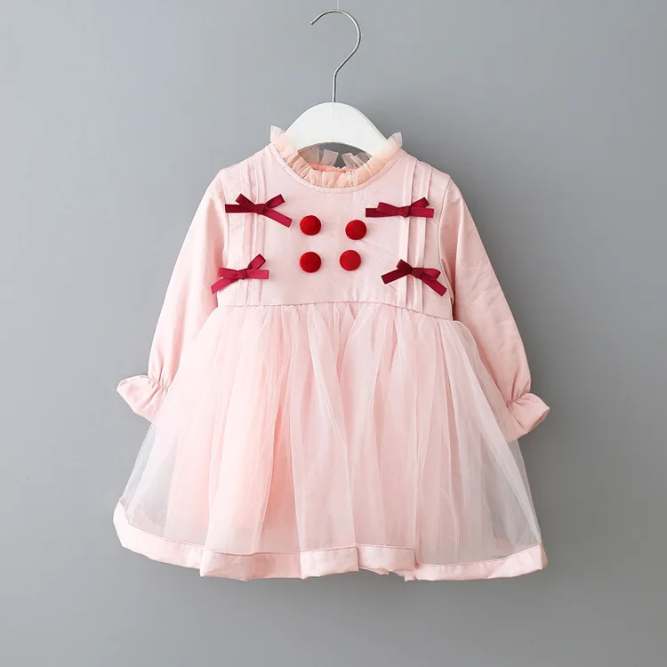 

Autumn Baby Girl's Sweet Long sleeve princess Dress Lace Bow Puffy Dress kids baby girl cloths