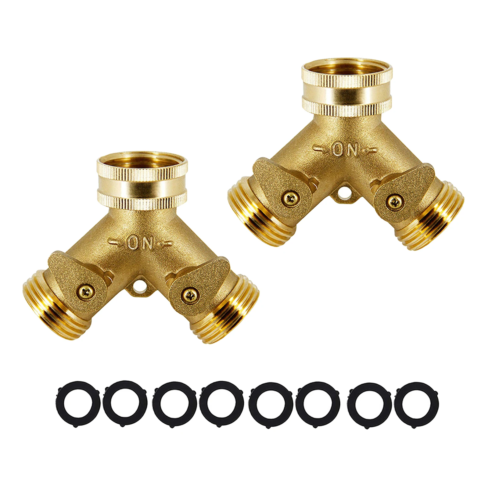

2 Pack of Heavy Duty Outdoor Hose Splitter Hose Spigot Adapter with 2 Valves