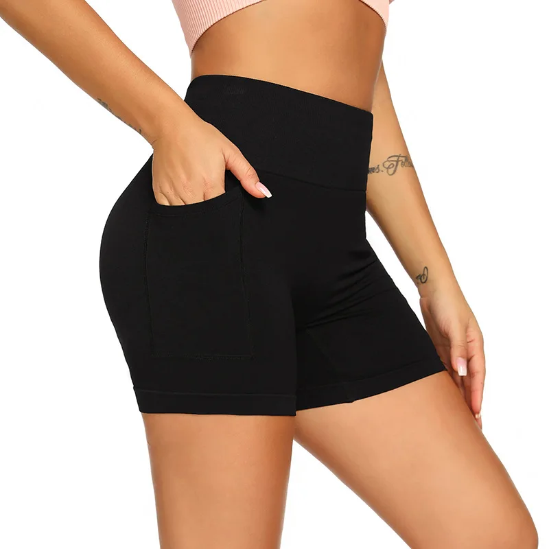 

Five-point Yoga Pants Women's Peach Hips Tights Fitting Thin Quick-drying Running Bottoming High Waist Pocket Sports Shorts