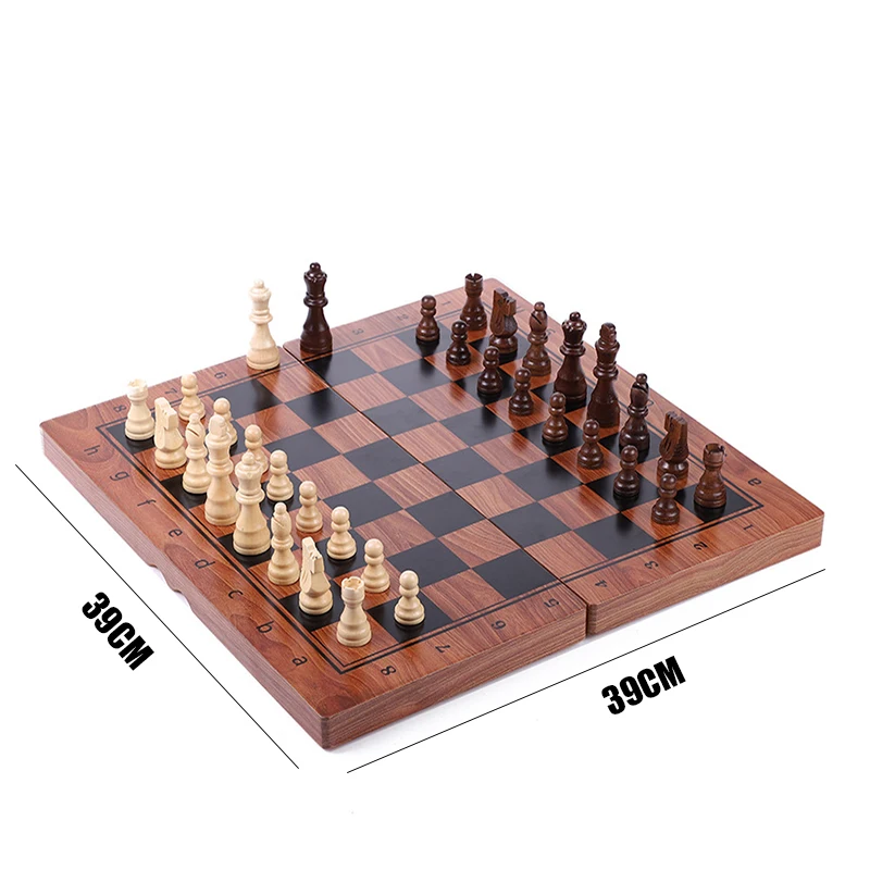 

Складная магнитная Шахматная панель из цельной древесины с деревянной печатью для отправки запасных шахматных частей