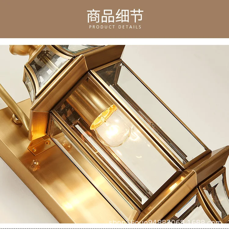 European Outdoor Wall Lamp Brass Waterproof American Balcony Corridor Courtyard Outdoor Villa Door External Wall Gold Wall Light