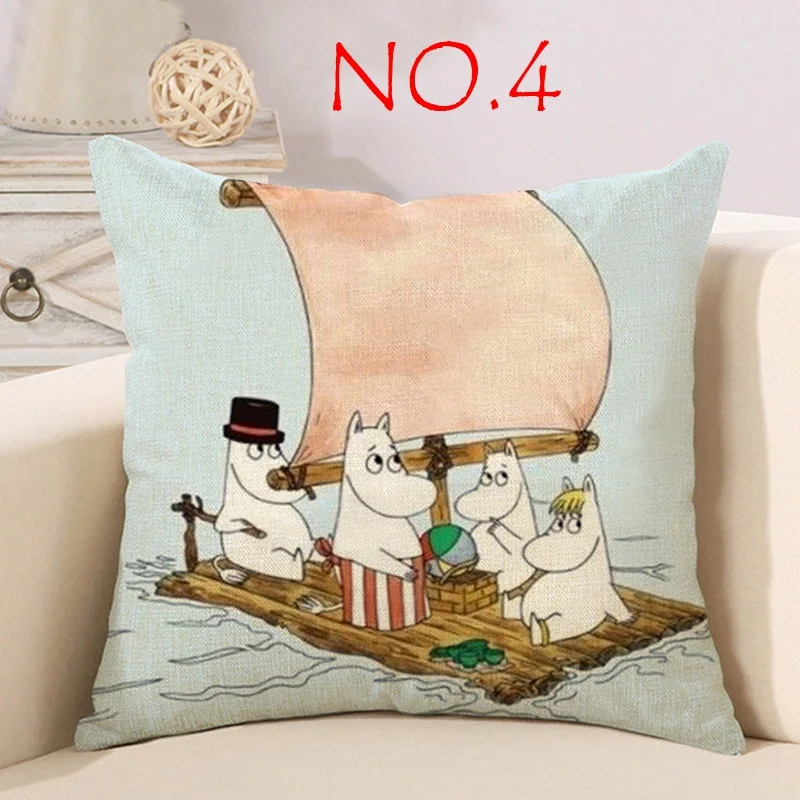 

Moomin Linen Throw Pillow Cases Car Sofa Linen Pillowcase Bedroom Decorative Cushion Cover Anime Body Pillow