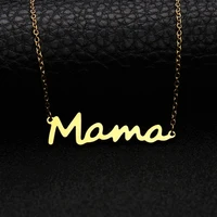 fashion mom letters necklace stainless steel mom baby lockbone chain pendant choker female jewelry mothers day gift