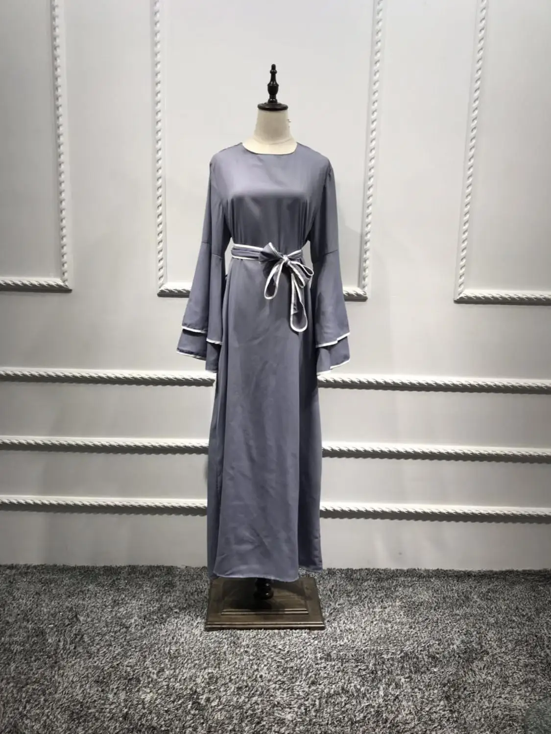 Muslim Abaya Gown Stripe Maxi Dress Long Sleeve Traditional Clothing Turkish Arabic Eid Mubarak Women Free Shipping | Тематическая