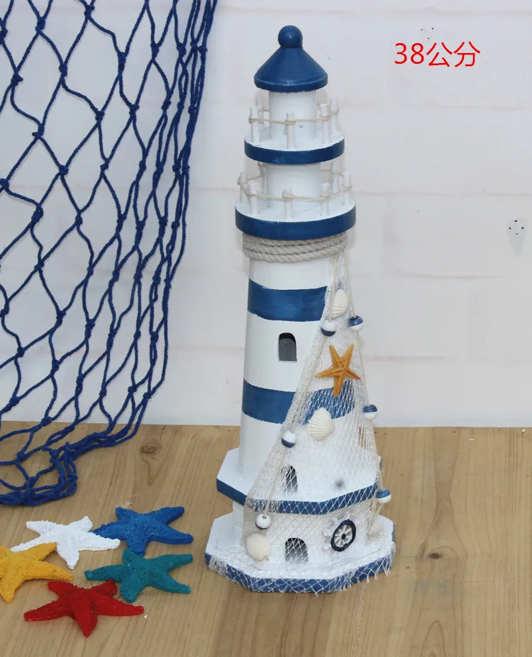 38 cm Новинка, 23-57 см, Средиземноморский стиль, ручная работа, дерево, маяк, ручная работа, мебель, маяк, украшение дома, ремесло, свадебный подарок - Цвет: 38 cm