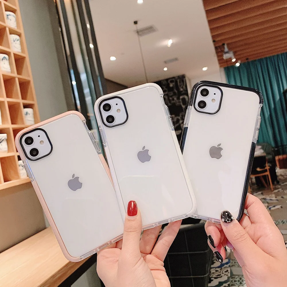 

10 шт. противоударный чехол для телефона iPhone 12 Mini 11 Pro X XR XS Max 7 8 6 Plus SE2 Силиконовый мягкий прозрачный защитный чехол