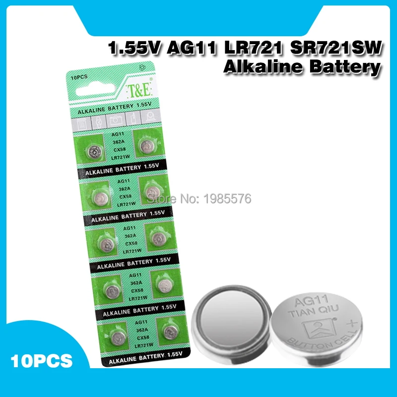 10 шт./упак. 1 55 V AG11 SR721SW Кнопка Батарея SR721 162 LR721 362 ячейки щелочные батареи для