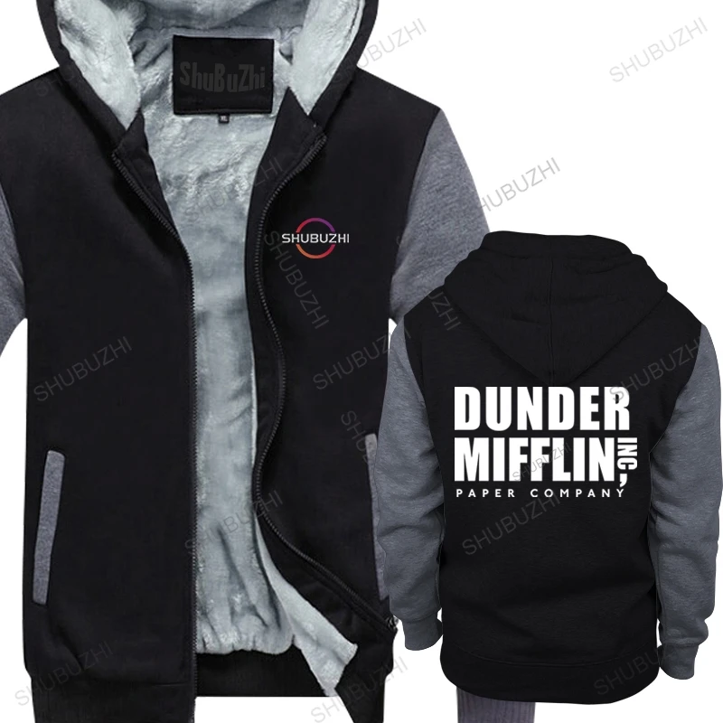 

New fashion cotton Man thick hoodies black hoody zipper Dunder Mifflin shubuzhi brand top hooded coat unisex fleece hoody cotton