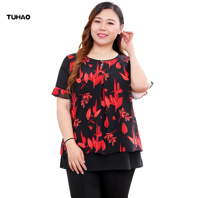 Женская блузка TUHAO летняя подиумная Элегантная с официальным дизайном для мам 10XL