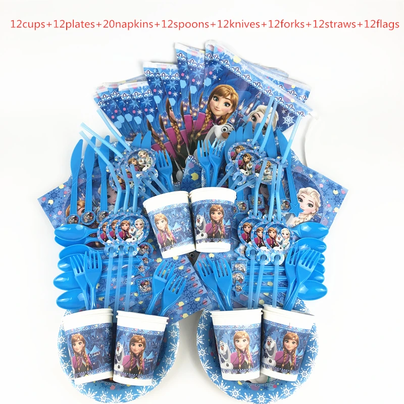 104 шт Дисней замороженная одноразовая посуда украшения для дня рождения бумажная