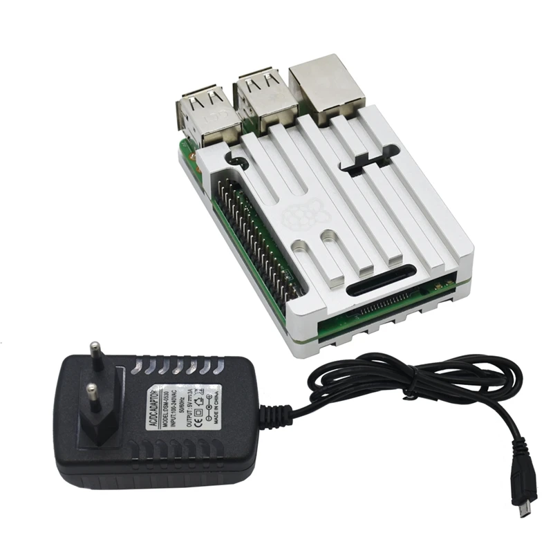 3 в 1 Raspberry Pi 3 Model B+(Plus)+ ЧПУ Алюминий чехол+ 5V 3A Мощность адаптер с поддержкой Wi-Fi и Bluetooth Декодер каналов кабельного телевидения