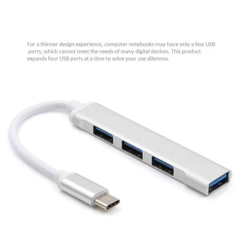

Type-C to 4-Port USB 3.0 Hub, Ultra-Slim Data USB Hub for Mac Pro IMac Surface Pro XPS PC Mobile