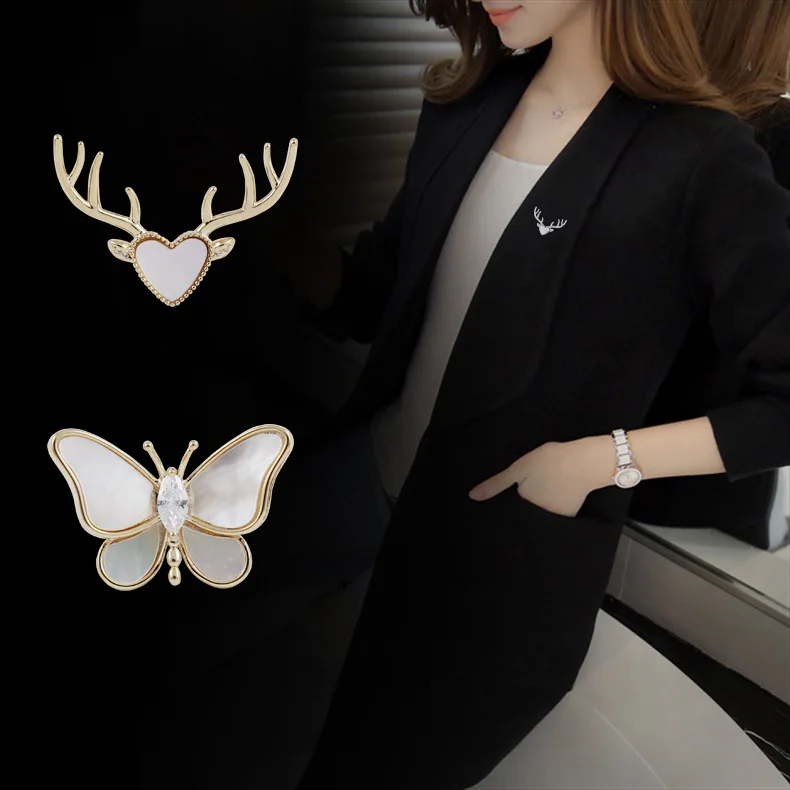 

2021 Fashion Natural Shell Collar Pin Butterfly Brooches Women Beauty Insects Party Elegent Cute Brooch Pins New Year Gifts