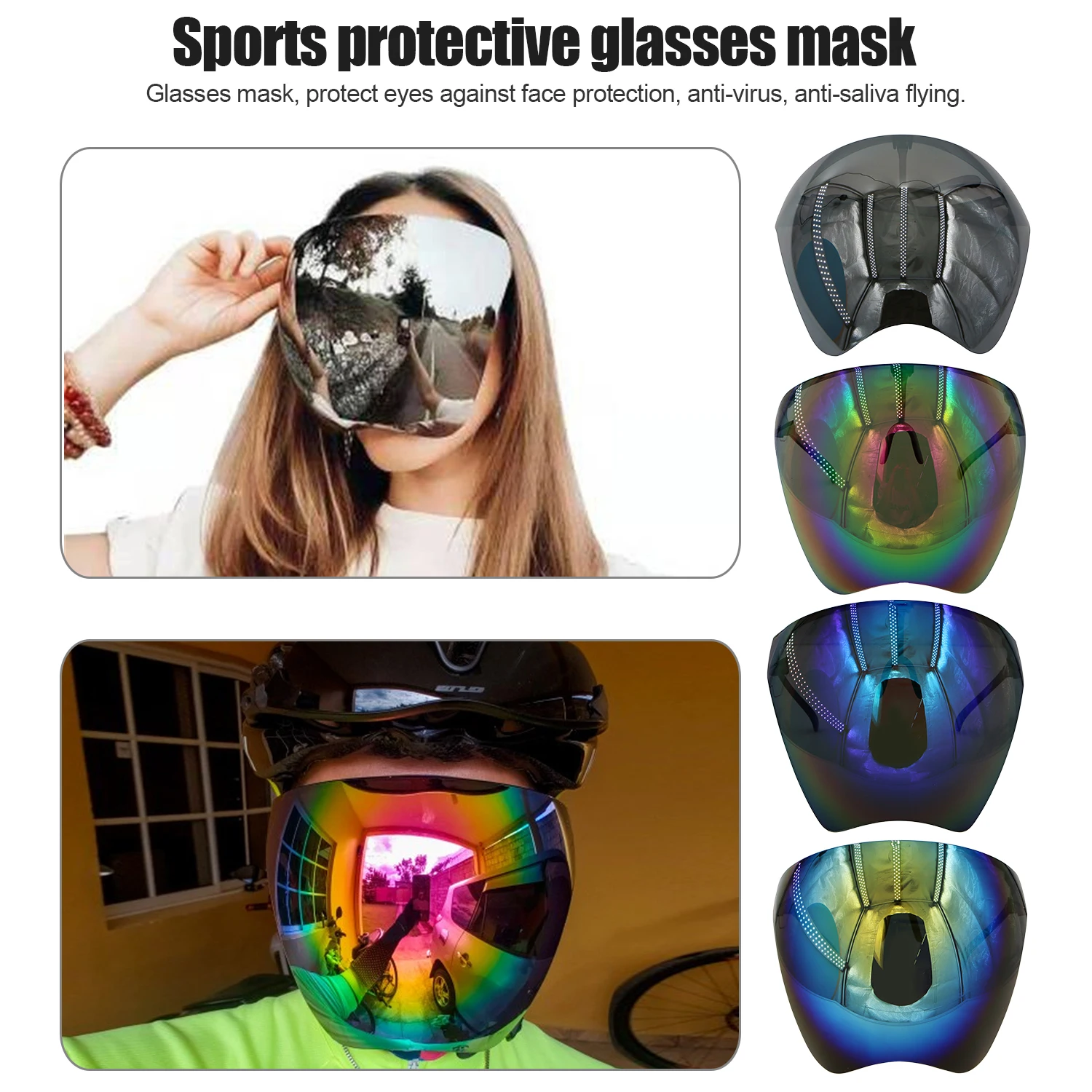 

Cycling Sunglasses Women Men Faceshield Protective Glasses Full Face Eyewear Goggles Spherical Len Anti-Spray Safety Sun Glasses