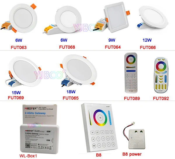 Светодиодный светильник MiBOXER 6 Вт/9 Вт/12 Вт/15 Вт/18 Вт RGB + CCT FUT063/FUT066/FUT068/FUT069/B8 AC110V 220