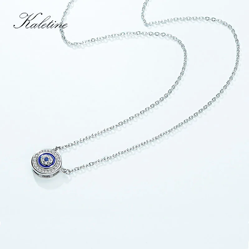 KALETINE, 925 пробы, серебряное ожерелье, женское, удача, голубой, сглаза, шарм, CZ, подвеска, длинная цепочка, ожерелье, s, турецкие мужские ювелирные изделия, колье