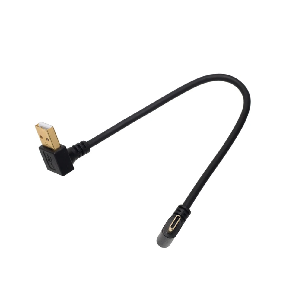 Короткий зарядный кабель USB Type-C длиной 25 см с углом 90 градусов C Micro для быстрой