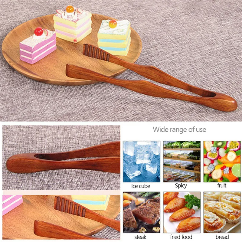 

TTLIFE 1 Pc Bamboo Cooking Kitchen Tongs Food BBQ Tool Salad Bacon Steak Bread Cake Wooden Clip Home Kitchen Utensil
