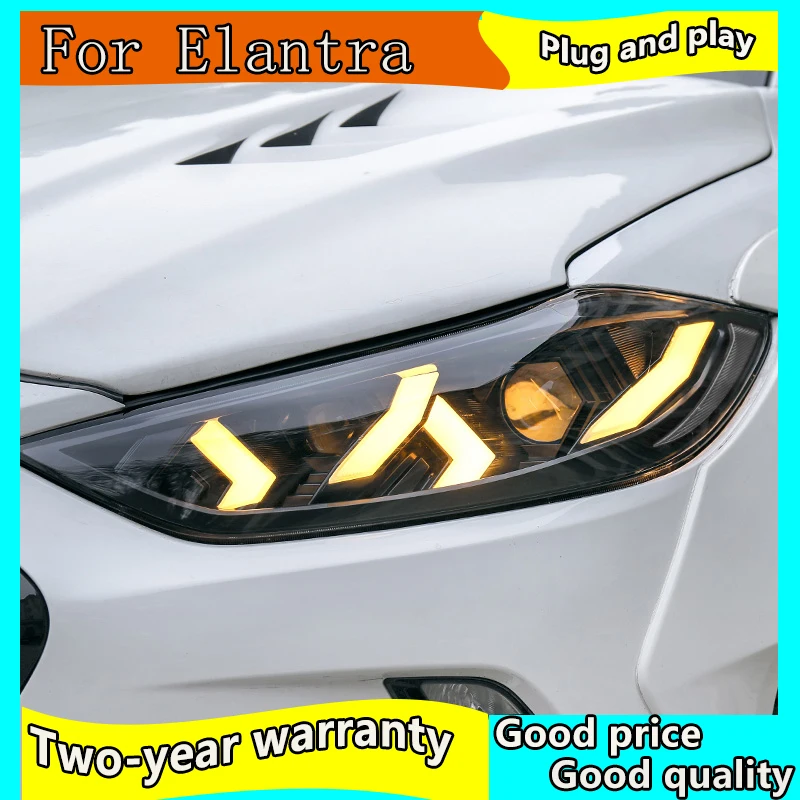 Head Lamps For Hyundai Elantra 2016-2021 All LED Headlight LED DRL Running Light LED Turn Signal LED Low Beam+High Beam Assembly