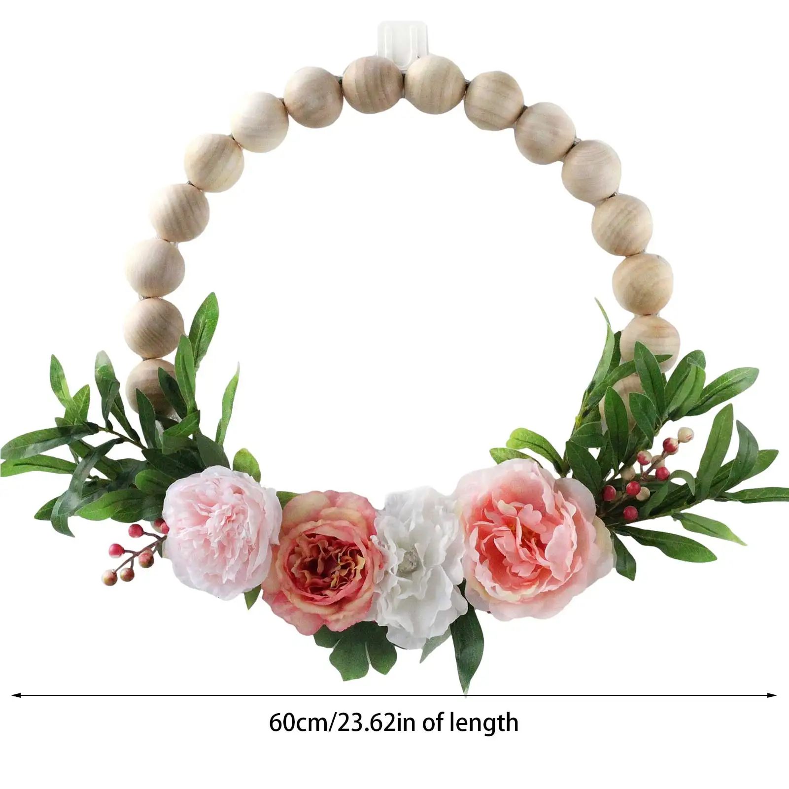 

Peony Wood Bead Wreath Emulation Creative Wedding Decoration Home Wall Garland Primary Color Beads Wedding Hand Wreath