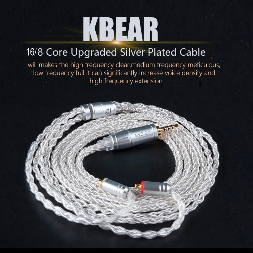 KBEAR 16 жильный чистый провод Mmcx 2 контактный QDC TFZ оригинальный заменяемый кабель 5