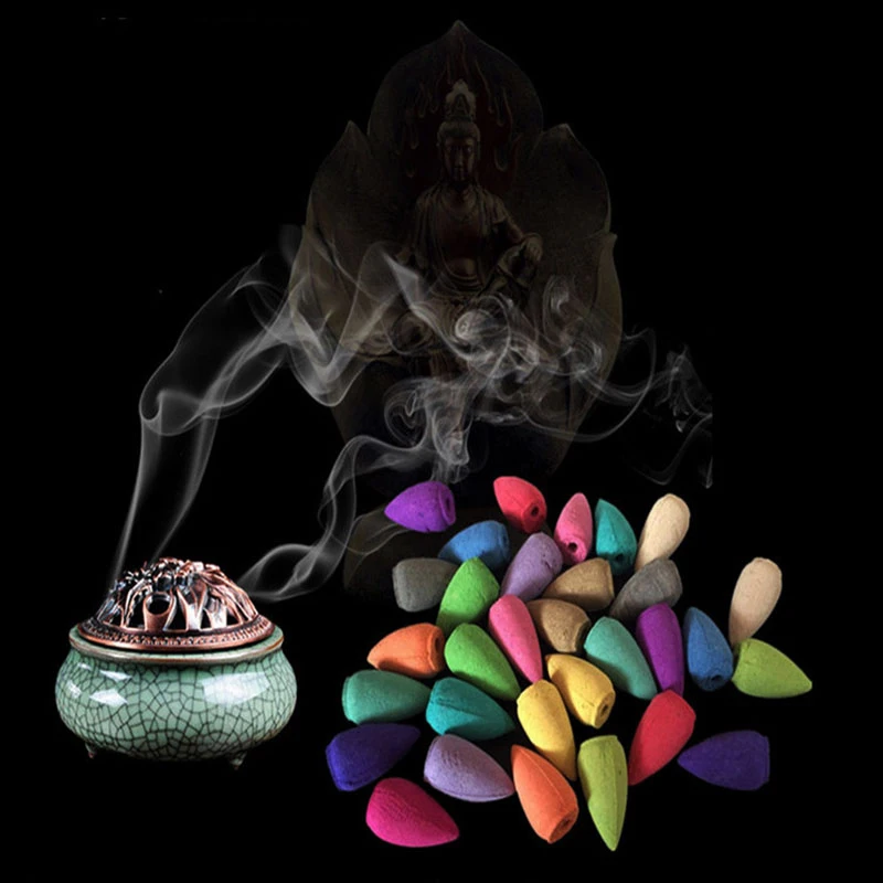 

Zen Aroma Backflow Incense Cones Sandalwood Lavender Buddha Air Fresheners Indian Incense Arabic Bakhoor Oud Home Decor Censor